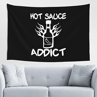 X psblty Hot Sauce Addict Tapestry Wall Hanging Decoration Tapestry For Home Bedroom Party Decoration 60 * 40 Inch Wall Decor Black