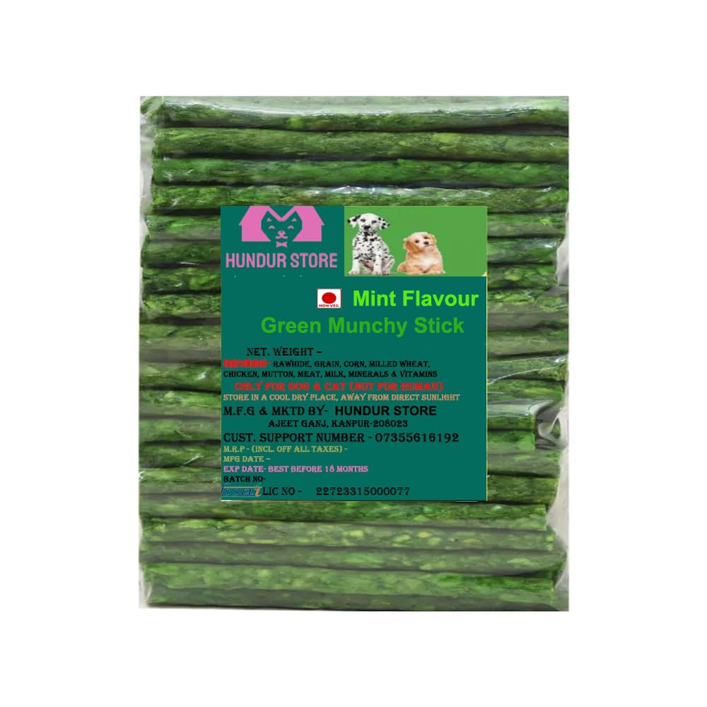 HUNDUR STORE Chew Sticks Munchy Mint Flavour Green Veg Munchies 250g Treat Dog Food Treat for Puppy Puppies Pet Cat Highly Nutritional & Digestible (250g Pack of 1) (B0D1FHJSZ2) Amazon Price History, Amazon Price Tracker
