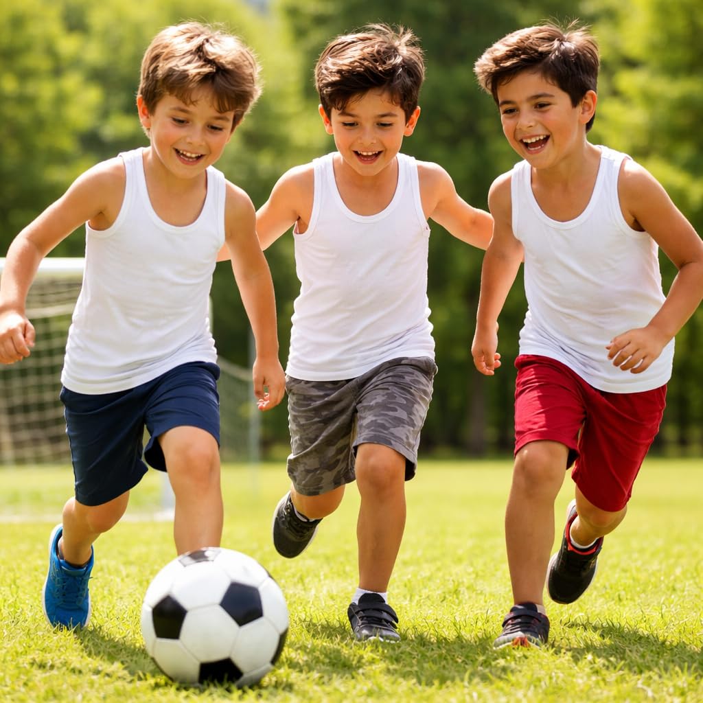 COSHAL® Gilet pour enfant 100 % coton blanc sans manches coupe ajustée pour l'été à porter tous les jours