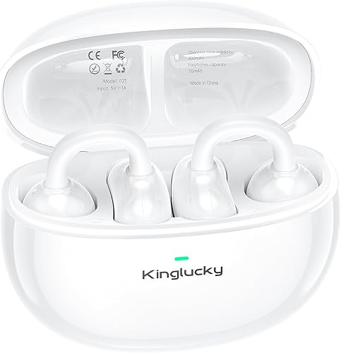 Kinglucky Clip-On Earbuds Comfortable fit & Crystal-Clear Sound, 40H Playtime Open Ear Buds Bluetooth 5.4 Wireless Headphones for Women Ideal for