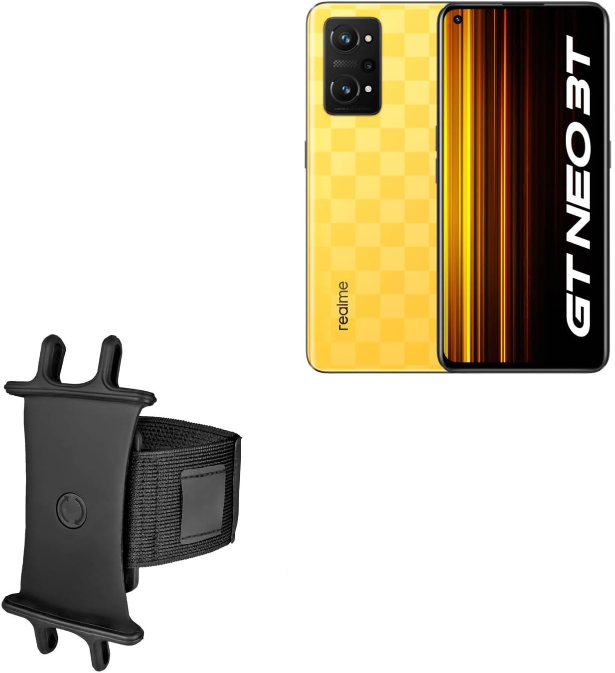BoxWave Holster Compatible with Realme GT Neo 3T - ActiveStretch Sport Armband, Adjustable Armband for Workout and Running - Jet Black