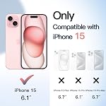 JETech Case for iPhone 15 6.1-Inch, Shockproof Phone Bumper Cover, Solid Color Matte TPU Frame, Anti-Scratch Clear Back (Pink)