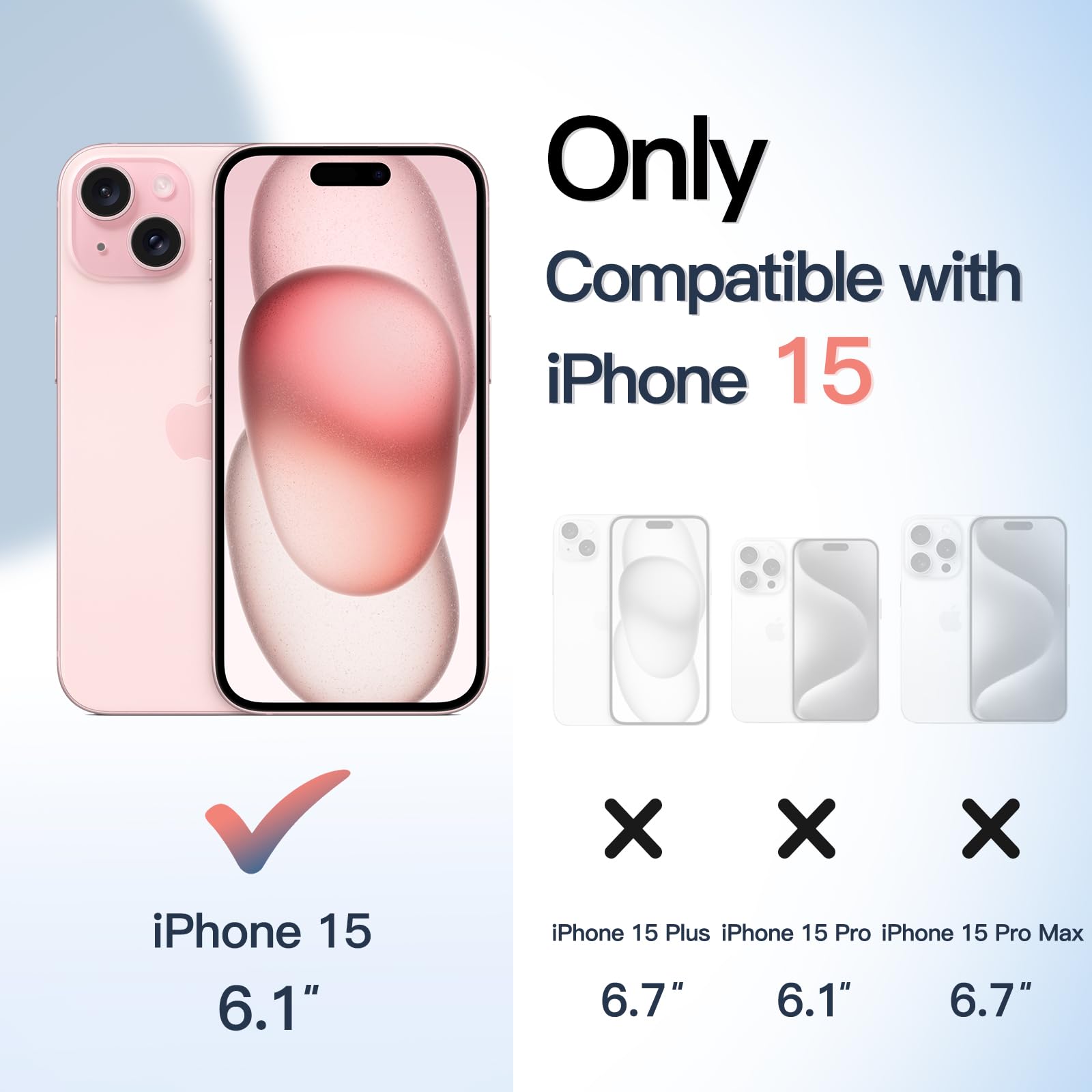 JETech Magnetic Case for iPhone 15 6.1-Inch Compatible with MagSafe, Shockproof Phone Bumper Cover, Solid Color Matte TPU Frame, Anti-Scratch Clear Back (Pink)