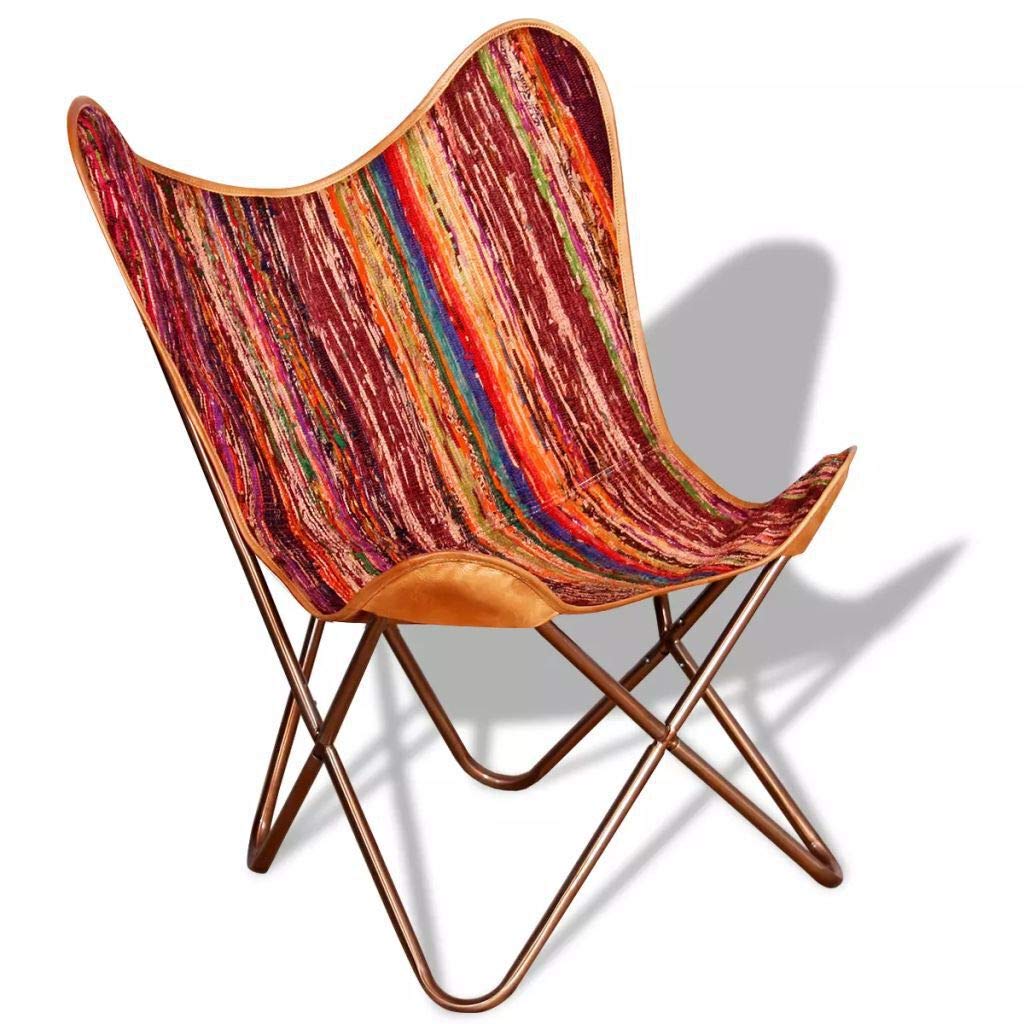 vidaXL Silla Butterfly de Cuero auténtico marrón