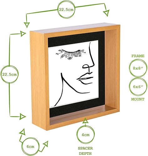 Miniatura 6 de Nicola Spring 2 piezas 8 x 8 3D Shadow Deep Box Marco de fotos  Marco de fotos para manualidades con soporte de 6 x 6  Blanco