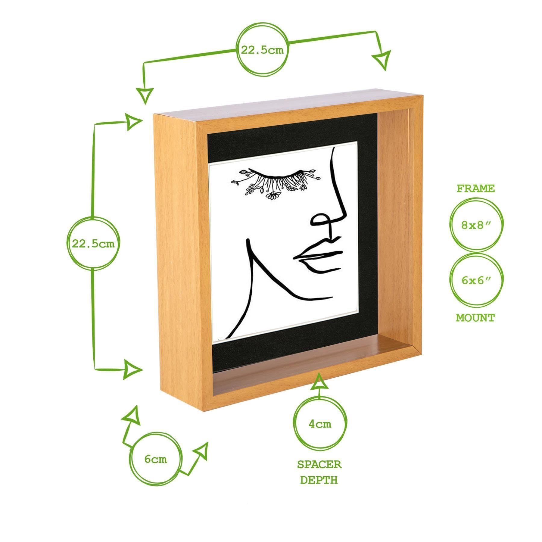 Cadre Photo 3D Nicola Spring - Format 8 X 8 Pouces, Blanc, Effet Flottant, Verre Véritable, Pack De 2 - Idéal Déco Murale Ou Tablette