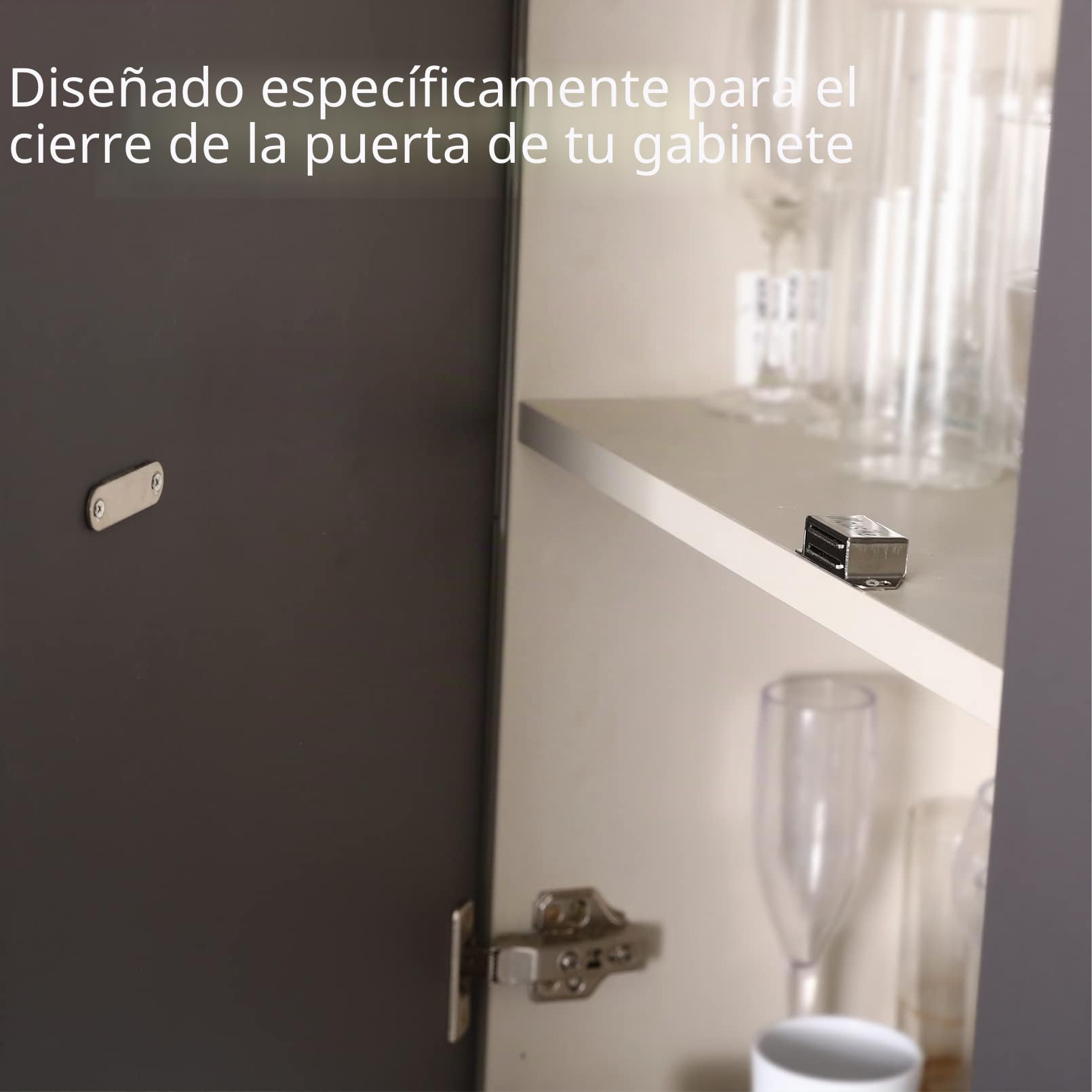 Mousike Imanes magnéticos para puerta de armario,puerta de acero inoxidable, para cocina, baño, armario, clóset, cierre de puerta de gabinete o cajón(6 piezas en plata)