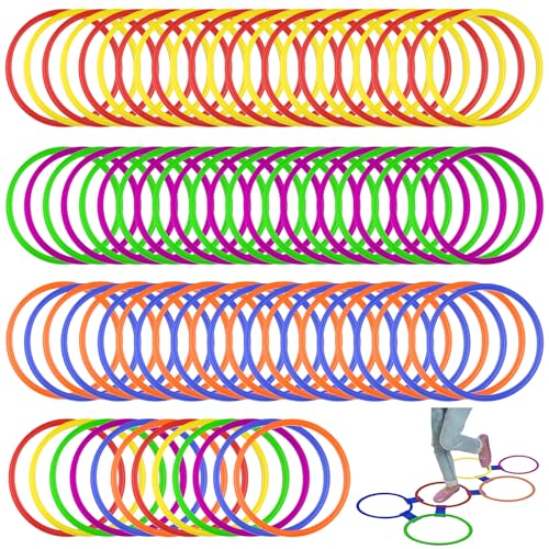 Mototo 30 Pack Agility Rings 15 Inch Speed Training Hopscotch Rings Plastic Circle Jumping Hoops Agility Hurdles for Athlete Exercise Soccer Football Gymnastics Games Practice Footwork Training by Mototo - Used condition - US$32.48
