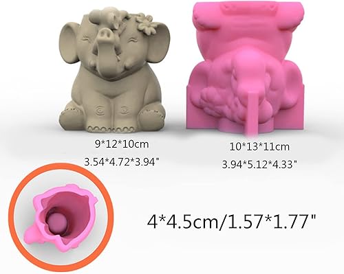 Miniatura 3 de Molde de silicona para maceta de elefante, molde de hormigón, estatua de animal, molde de yeso, jarrón de flores, molde de fundición de epoxi, molde