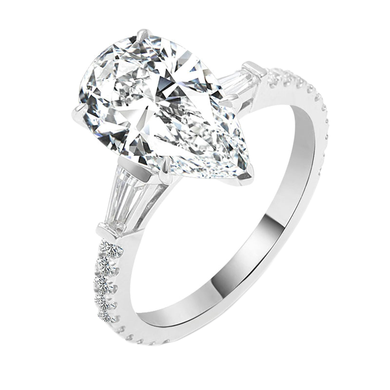 Beydodo Anello da donna singolo, in oro bianco 750 585 375 gocce, con moissanite, da donna, senza nichel, misura 50-62, 15 (17,5), metallo prezioso Gemma, Moissanite