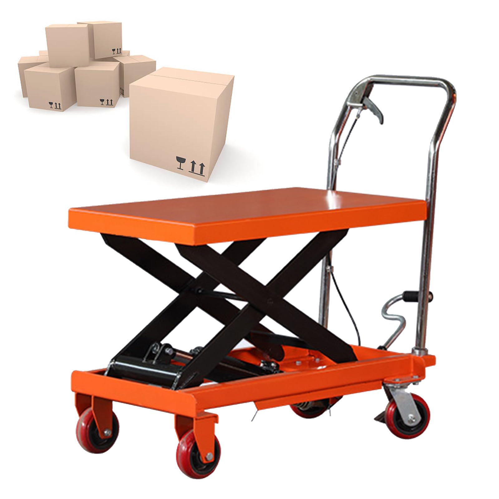 Piattaforma elevatrice a pantografo Semplice Manuale Carrello con Piano di Sollevamento Fisso elevatore a Forbice 700x450mm, sollevatore150 kg, per Montaggio Macchinari/Logistica Manual
