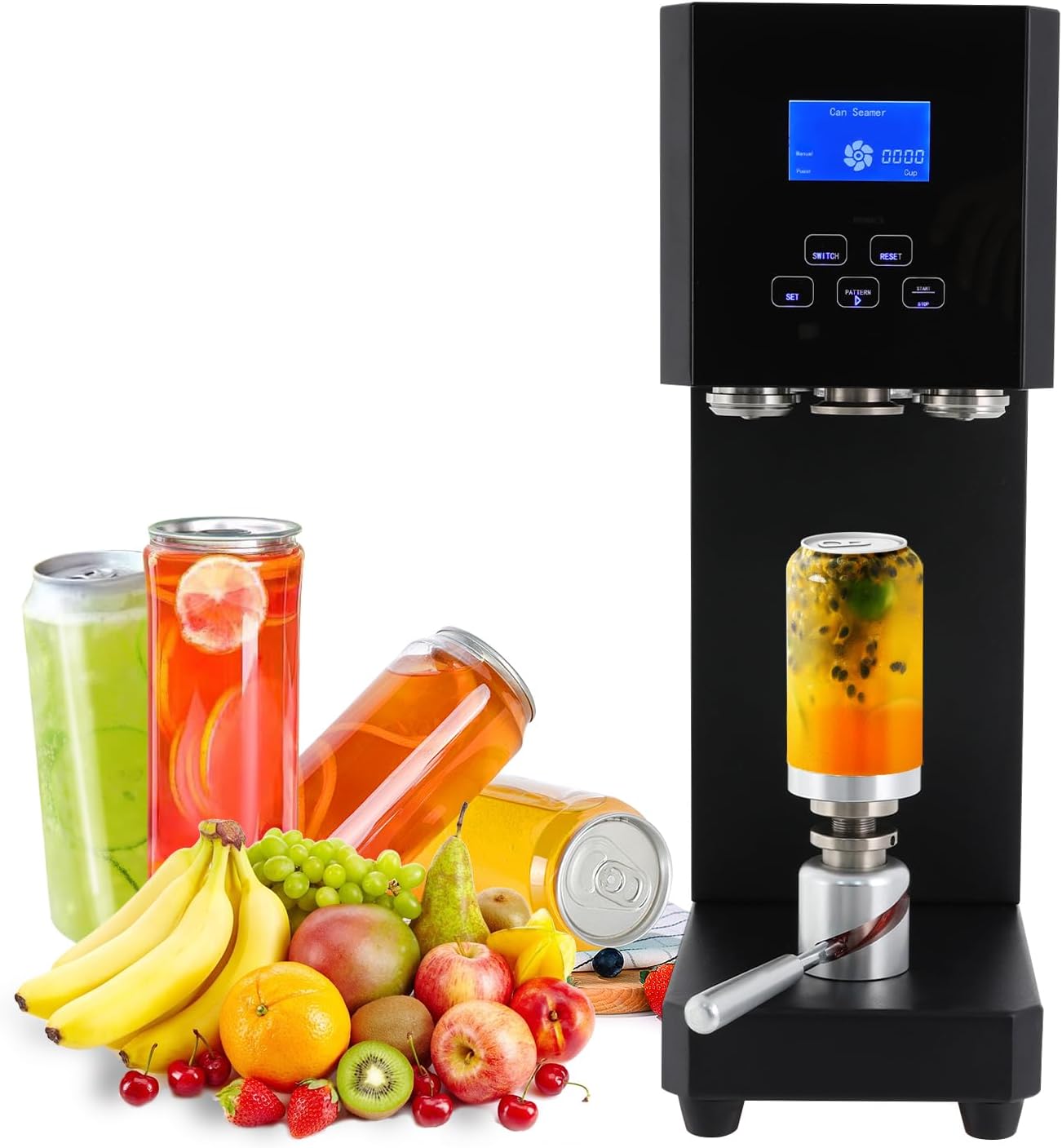 Automatic Can Sealing Machine, Electric Cup Sealer Machine 4-6 Seconds/Time Milk Tea Drink Bottle Sealer Beverage Seal Machine with LED Display Intelligent Panel for Cafes Bars Beverage Stores