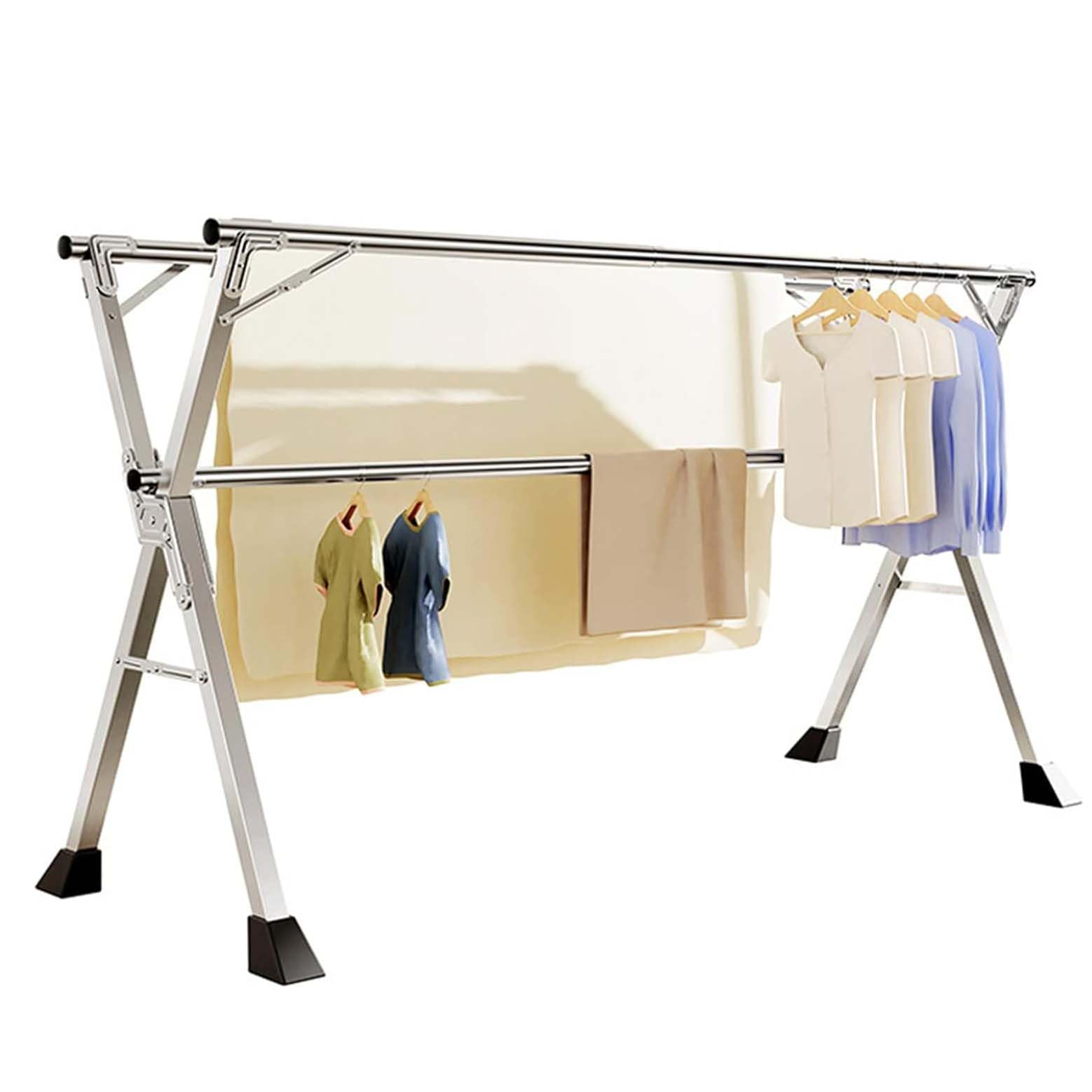 Étendoir à linge pliable en acier inoxydable robuste de 240 cm