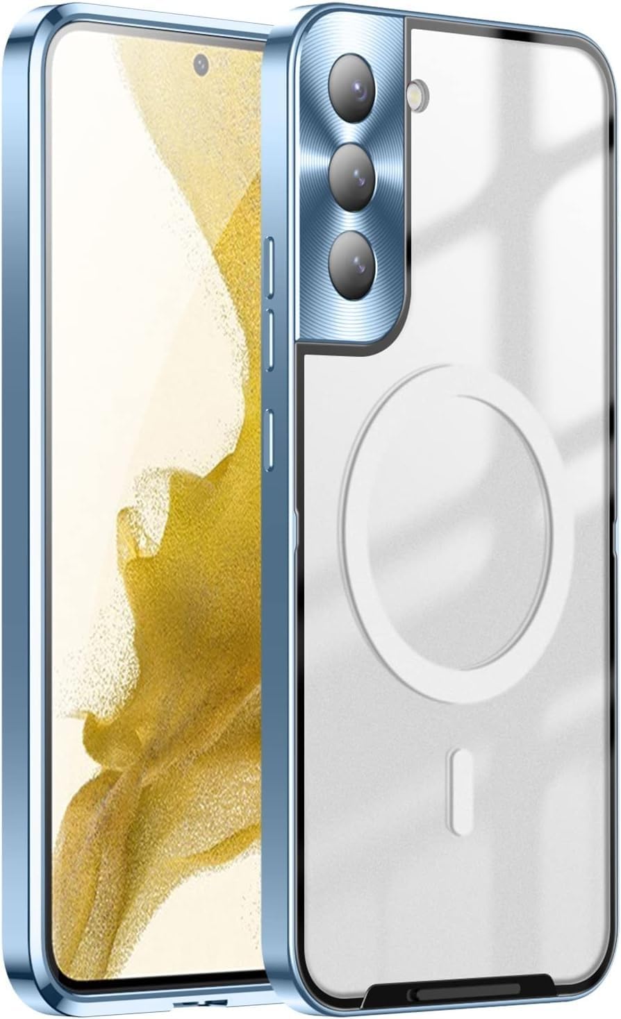 for Samsung Galaxy S23 /S24 /S22 S25 Ultra / S22 /Plus Case Aluminum Magnetic Support Wireless Charging,Compatible with Magsafe, Metal Camera Protection Matte Cover Luxury (S22Ultra,Black)