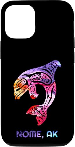 Funda para iPhone 14 Pro Nome Alaska Native American Orca Killer Whale
