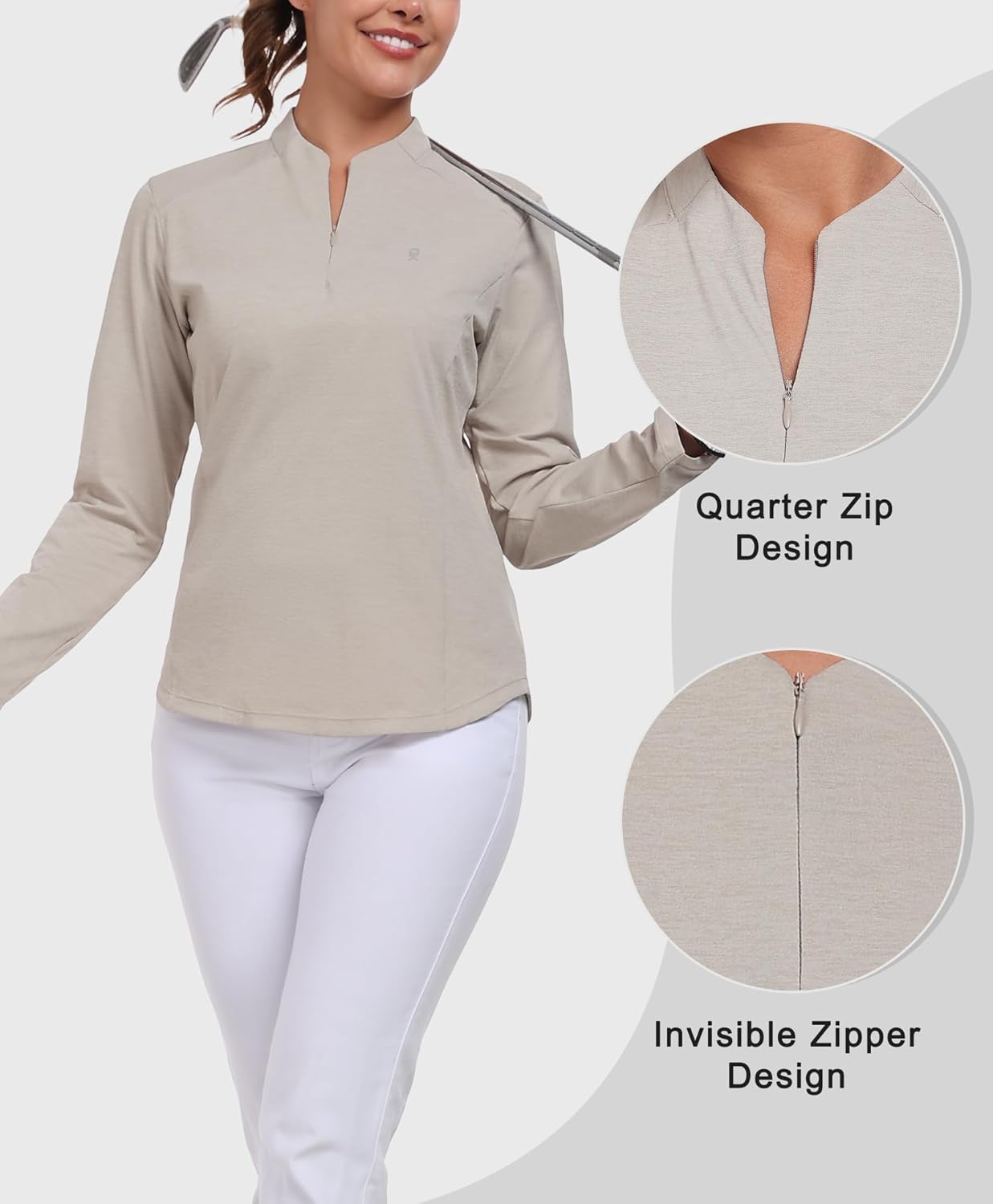 Little Donkey Andy Women's Golf Shirts Long Sleeve 1/4 Zip Athletic Lightweight Quick Dry Workout Hiking Athletic Shirts