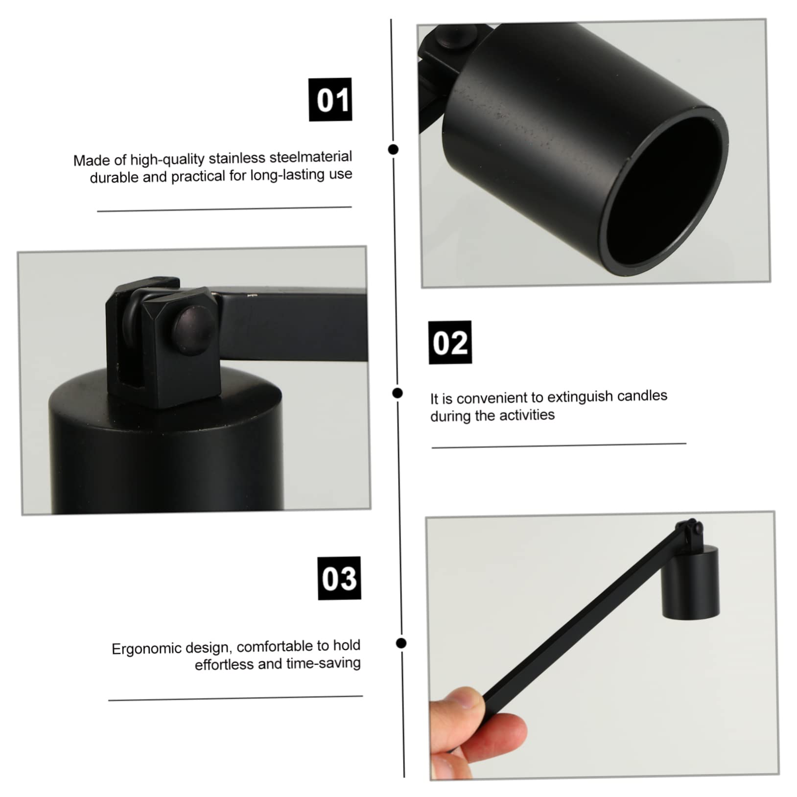 FUNOMOCYA 1Pc Candle Snuffer Premium Stainless Steel Wick Extinguisher Accessory with Long Handle Easy to Use for Safe Present for Candle Lovers