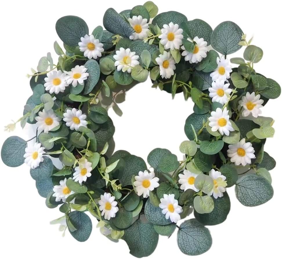 Simulated Green Wreath Wall Hanging at Home