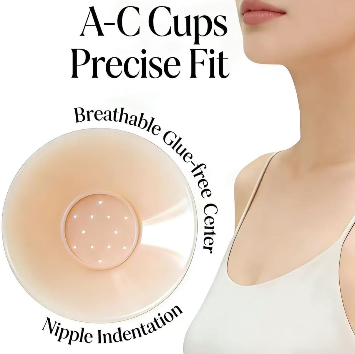Breathable Sticky Pasties Silicone Reusable Nipple Covers for Women Sticky Boobs No Show for A-C Cups