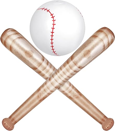 Miniatura 9 de Juego de 3 piezas de béisbol para playa, bate de béisbol, incluye pelota de playa de 11 pulgadas y 2 bates de béisbol inflables, recuerdos de fiesta