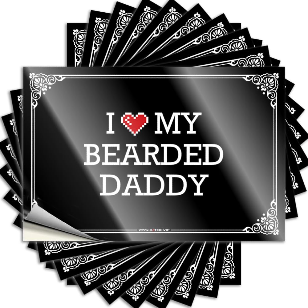 Tattoo Badass Grunge Waterproof - I Love My Bearded Daddy Laptop Self Adhesive Decal for Military Use(12X18CM)