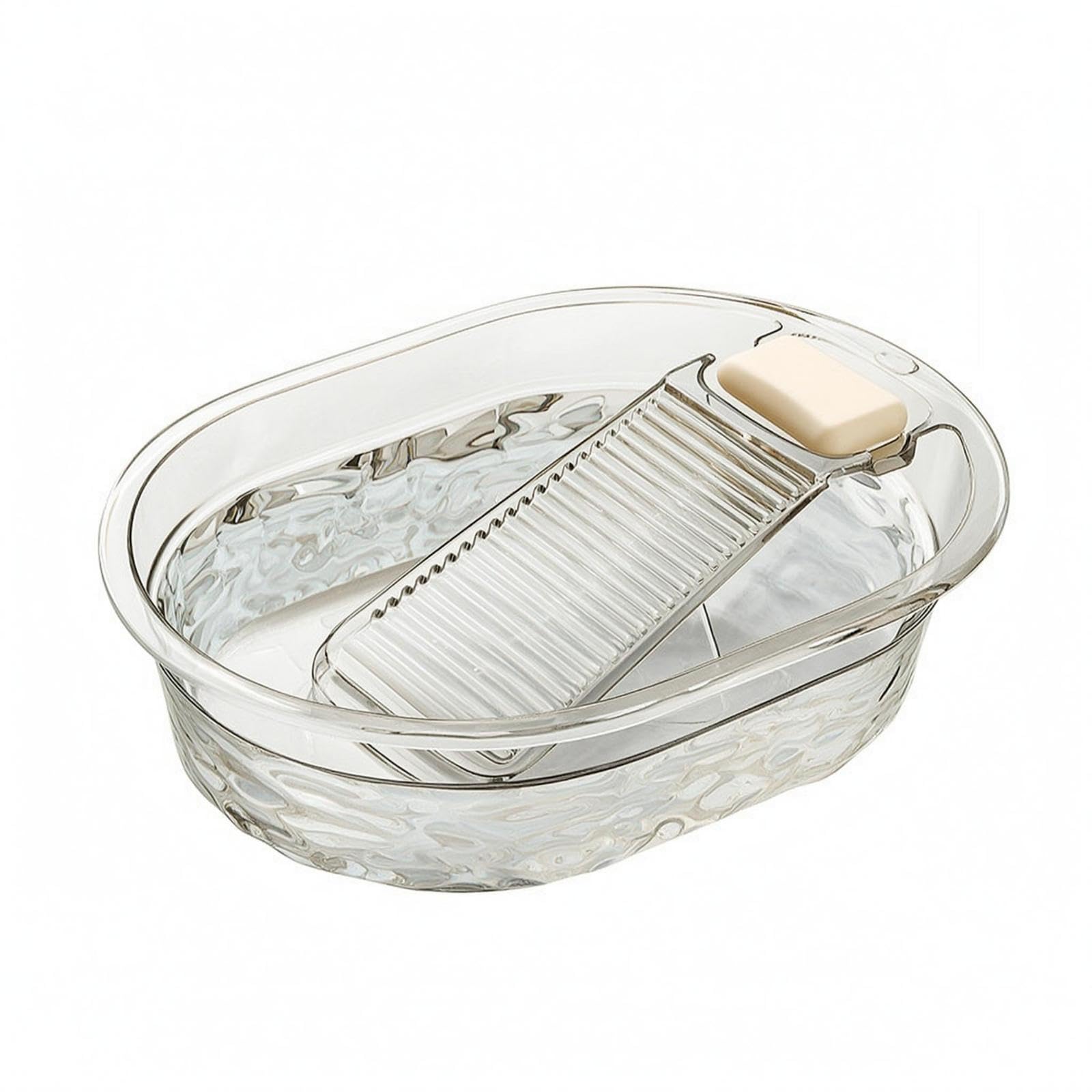 Deep Laundry Basin Thickened Washboard Basin Anti-Slip White L with Washboard-Box-image-21