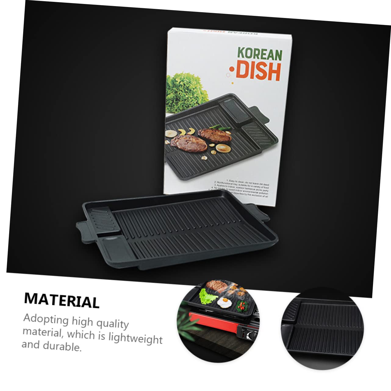 UKCOCO Sartén para Asar Rectangular De Herramienta para Barbacoa Al Aire para Asados Caseros Revestimiento Antiadherente Tipo Mármol