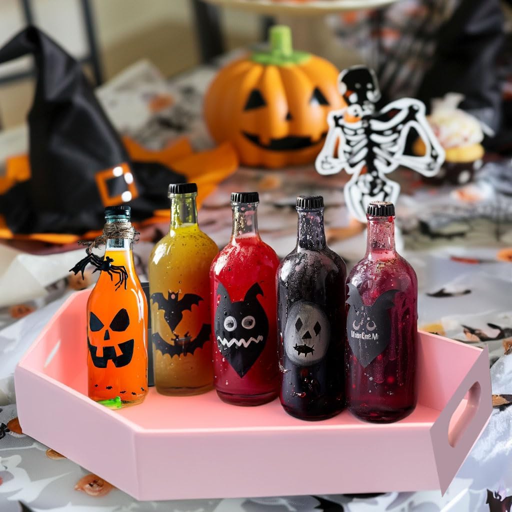 Pink Halloween Decor - Coffin Tray 14.2'' Tall Halloween Decorations for Her - Sturdy Reusable Girly Pastel Goth Room - Spooky Gothic Home