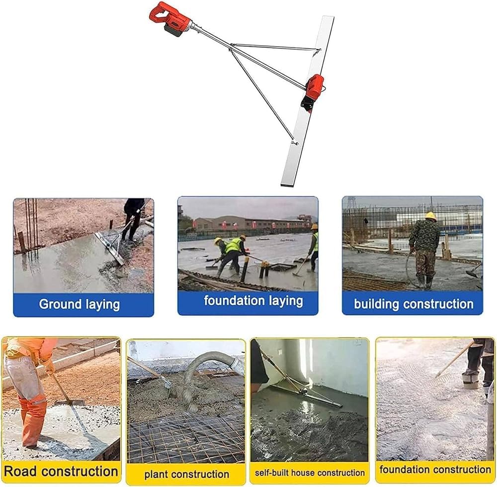 Kit vibrante per massetto in calcestruzzo con 2 batterie al litio, strumento essenziale per la finitura del calcestruzzo per superfici lisce e asciugatura rapida, lunghezza 150 cm