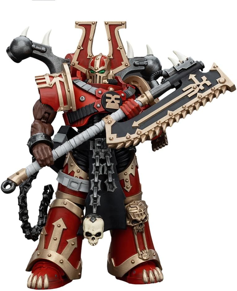 JOYTOY 1/18 Action Figure Warhammer40K World Eaters Khorne Berzerker with Eviscerator Chainaxe Collection Model Birthday Gifts