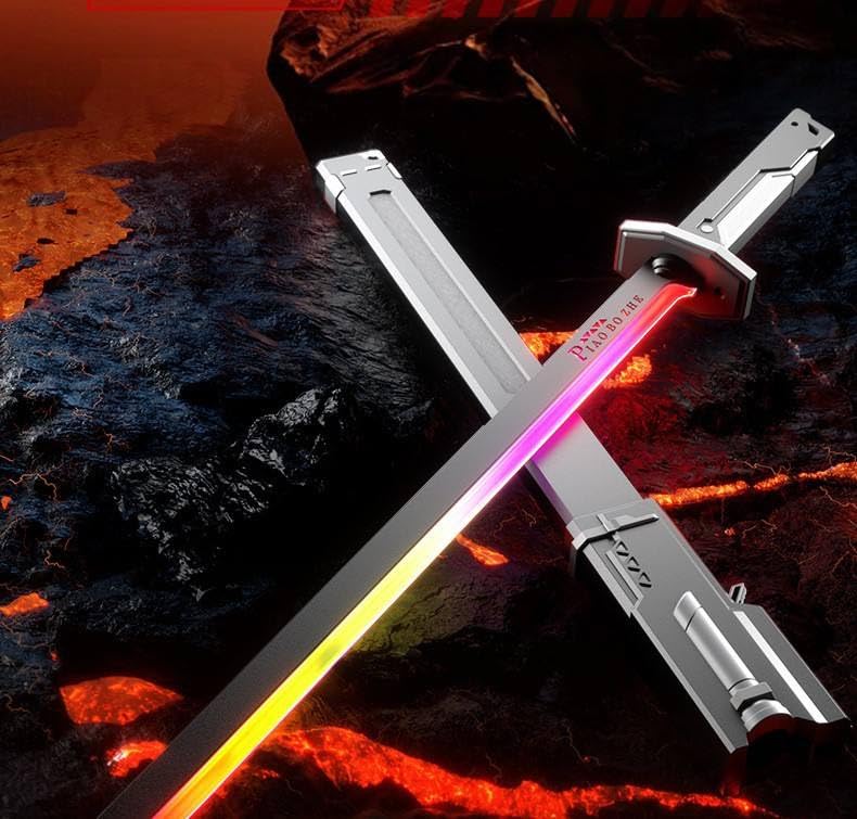 Image of Cable World LED Spark Sword with Sound and Fog, Type-C Rechargable, Sparks & Fog Effect with Hit Sensor Sound - Type-C Rechargeable LED Toy Sword for Kids and Adults