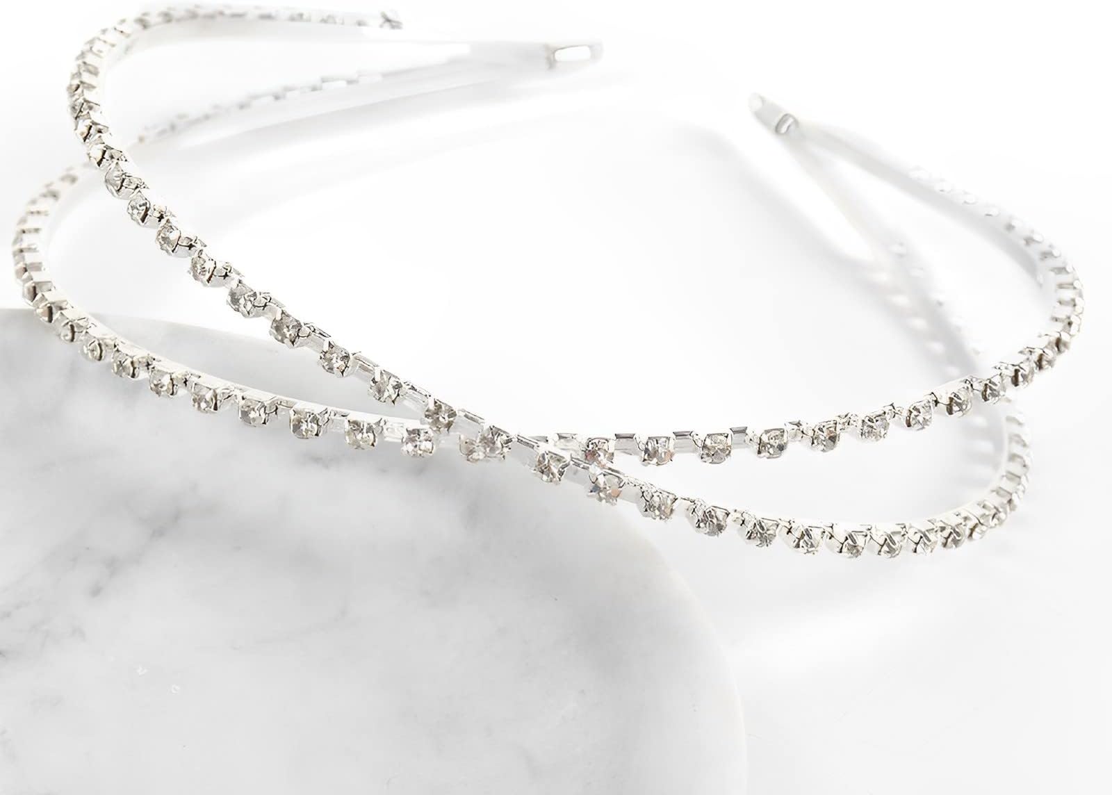 XING ZHONG Rhinestone Double Headband Bling Silver Diamond Women Metal Hair Band Clips