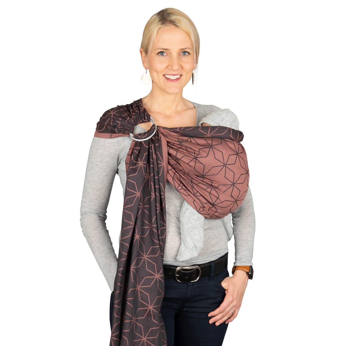 Hoppediz Ring-Sling, Baby-Tragetuch ab Geburt, 100 % kbA-Baumwolle, Design Malmö rose - 2