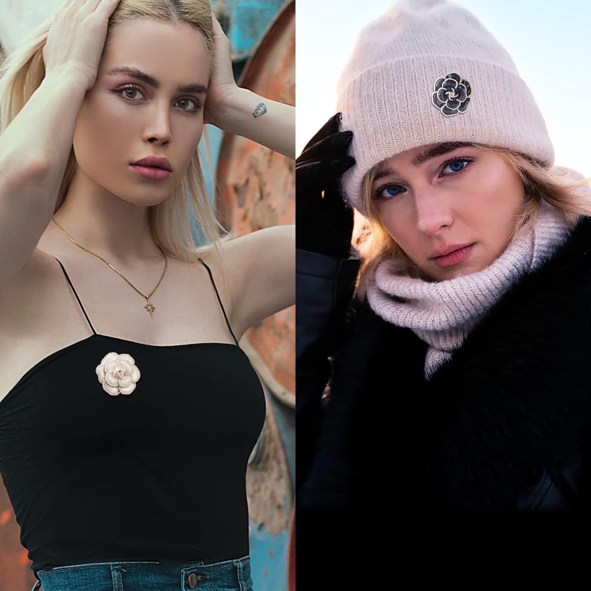 2 Pieces Flower Brooch Pin Petal Elegant Exquisite Art Brooch for Women Wedding Banquet Party - Image 3