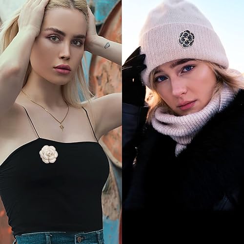 Vista 3 de Broche de flores de 2 piezas, pétalo, elegante, exquisito broche de arte para mujeres, boda, banquete, fiesta, broche simple, Zinc Perla