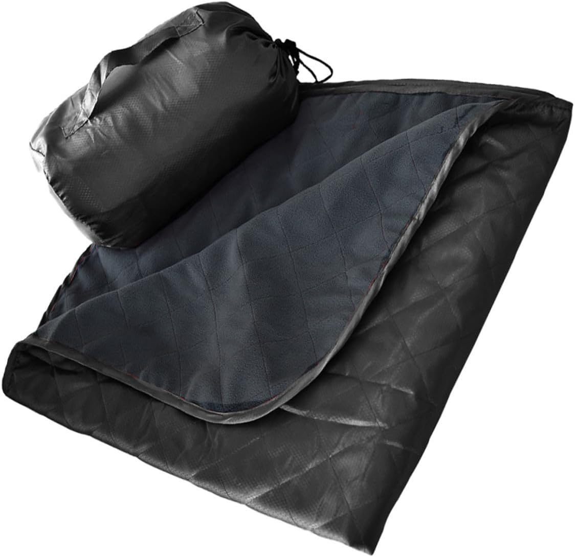 Veemoon Camping Fleece Blanket Waterproof Ground Cover Foldable Picnic Mat Sandproof Outdoor Blanket for Hiking Beach and Camping in Black