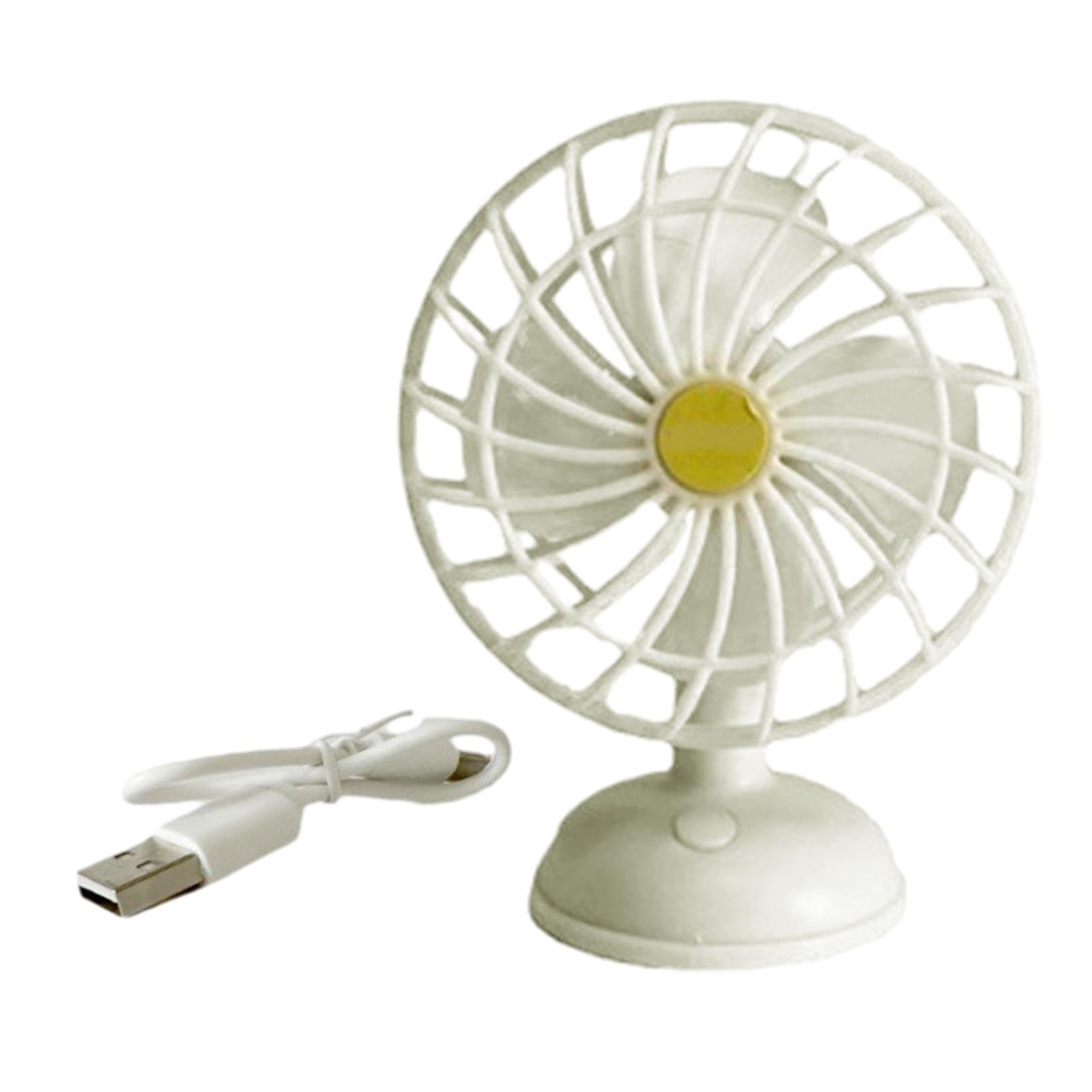 5 set di 1/12 scala casa delle bambole USB ricaricabile ventilatore elettrico in miniatura elettrodomestici bianco