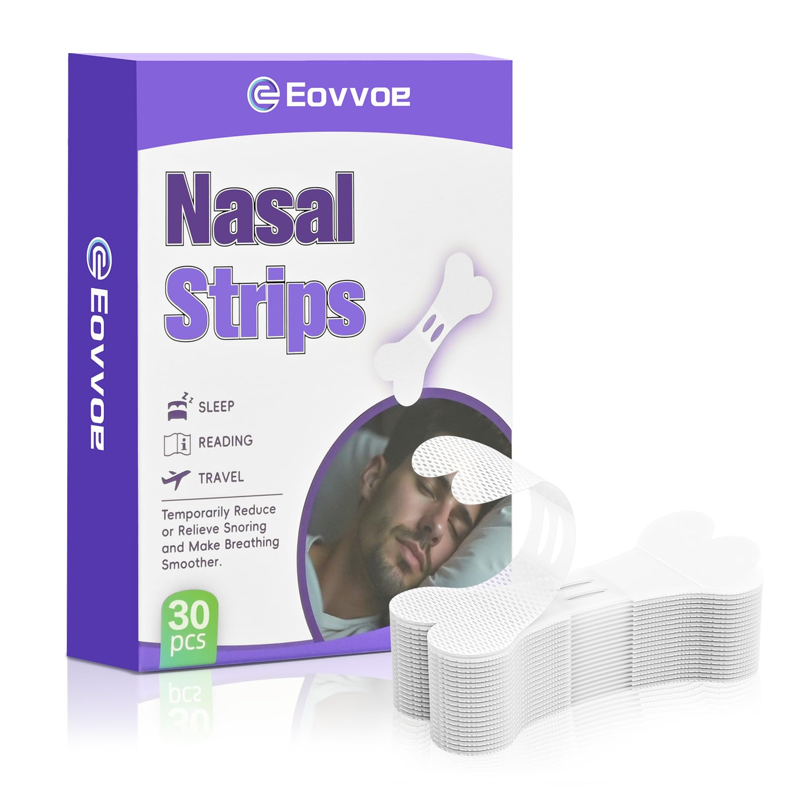 Nasal Strips for Snoring 30 Pcs Nasal Strips Relieve Nasal Congestion Works Instantly Comfortable Fit Improved Airflow Extra