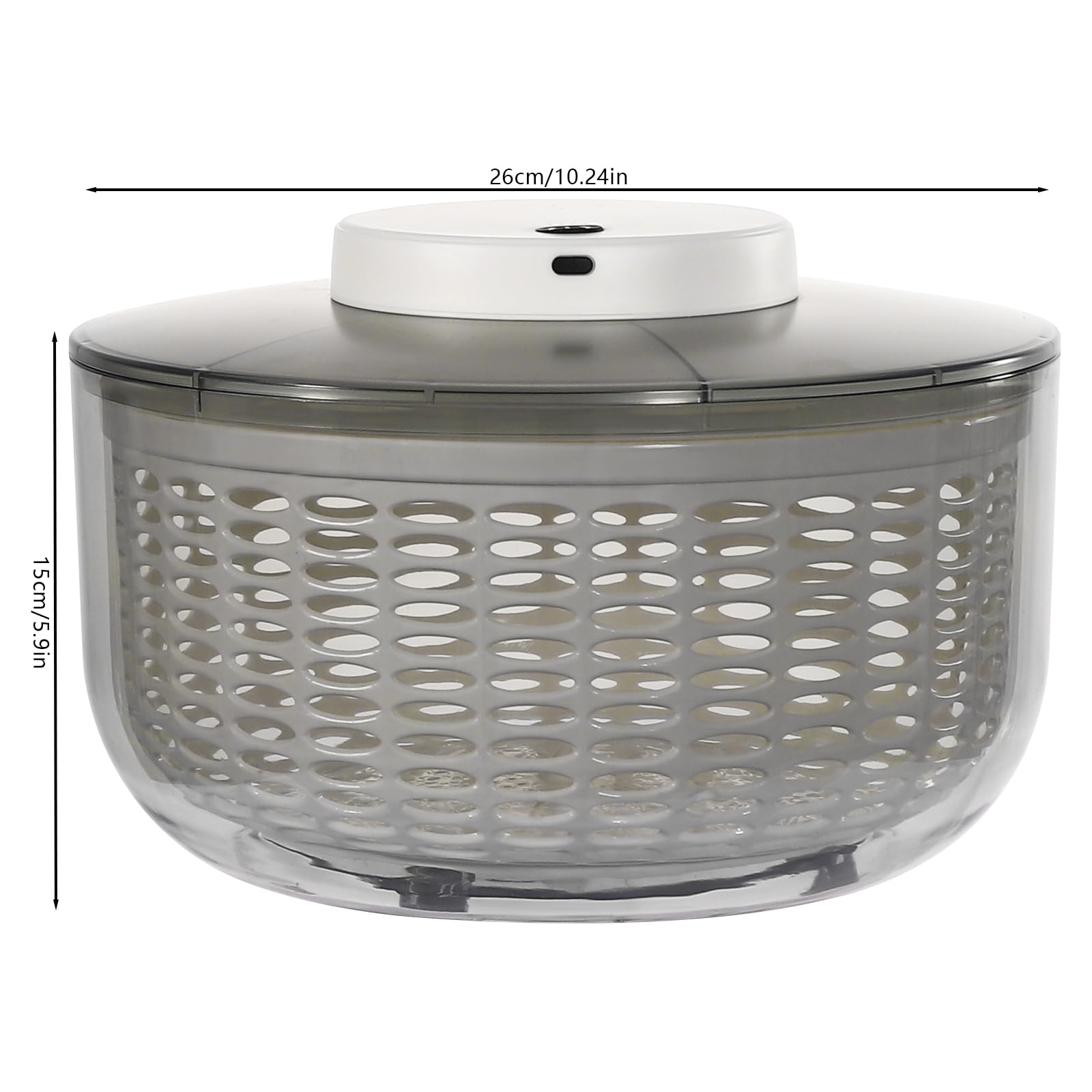 NTINGDE Electric Salad Spinner 6W, 6L/6.34Qt Fruit Vegetable Washer Dryer Countertop Vegetable Dehydrator w/Bowl & Colander Round Lettuce Dryer for Draining, Dehydrating, Storing Vegetables