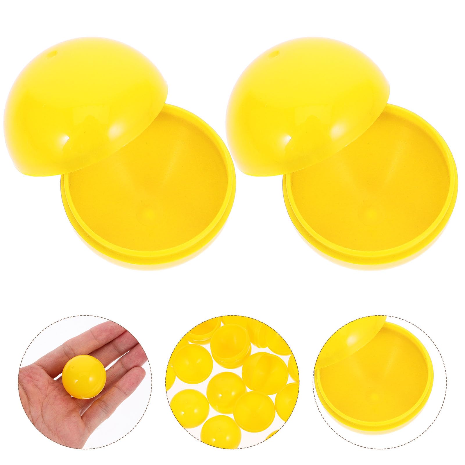 Amosfun 50 StüCk 3cm Gelbe -Kugeln - ÖFfnende Pvc-Kapseln FüR Tombola, Partyspiele Und Bastelprojekte