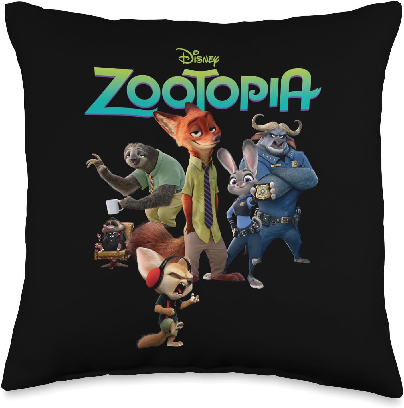Disney Zootopia Character Group and Logo Throw Pillow