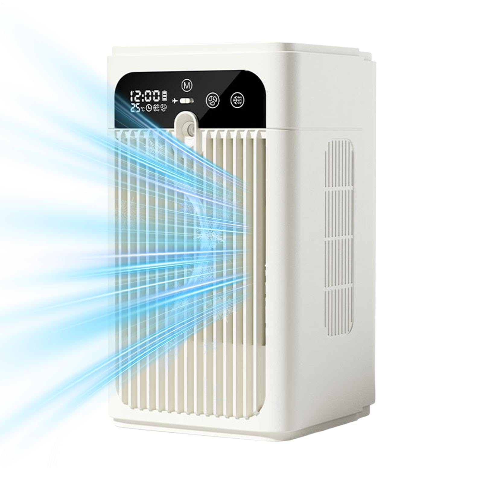 Genérico Ventilatore da scrivania portatile, ricaricabile con 2 impostazioni di velocità e visualizzazione 'ora, silenzioso, per casa, ufficio, camera da , dormitorio, cucina, campeggio, uso