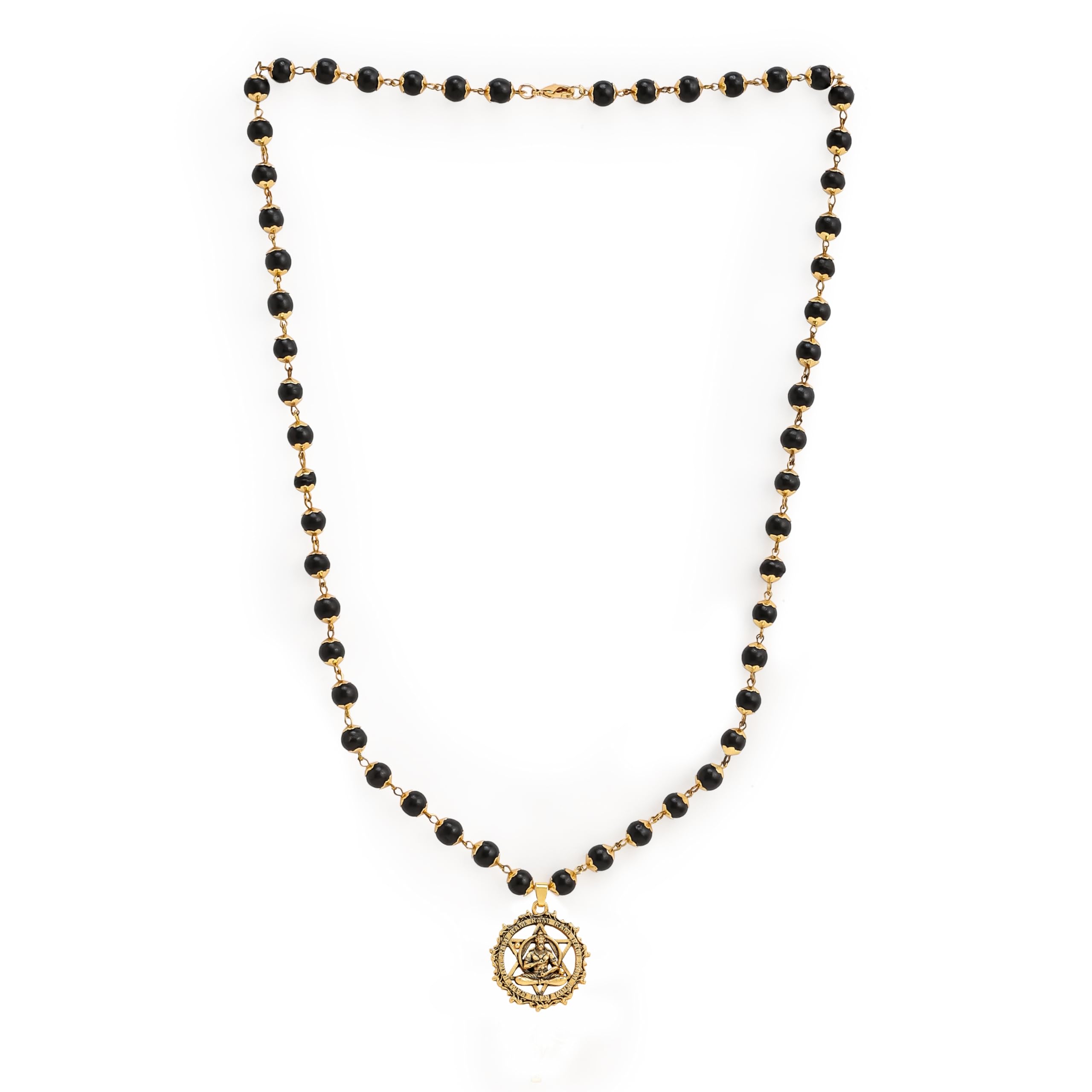 Hanuman Yantra Pendant with Gold Plated Karungali | Original Ebony Wood Bead Chain-image-29
