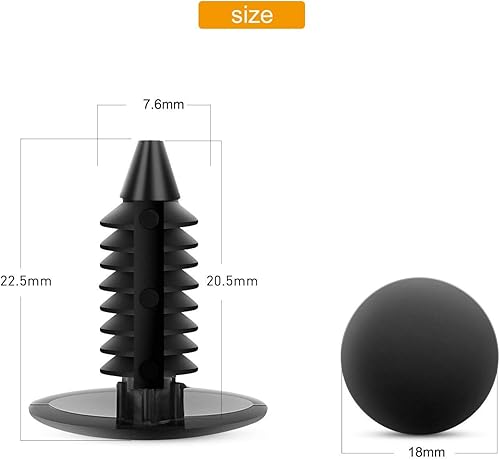 Miniatura 3 de GOOACC GRC-18 - Juego de 100 tornillos de expansión de nailon de 0.276 in, 0.315 in y 0.394 in, clips de remache para sujetadores de parachoques, GM