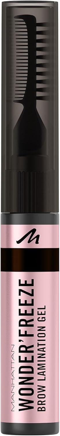 Manhattan Wonder’Freeze Brow Lamination Gel 004 Deep Brown, Water-Repellent and Smudge-Resistant Eyebrow Gel that Shapes and Fixes