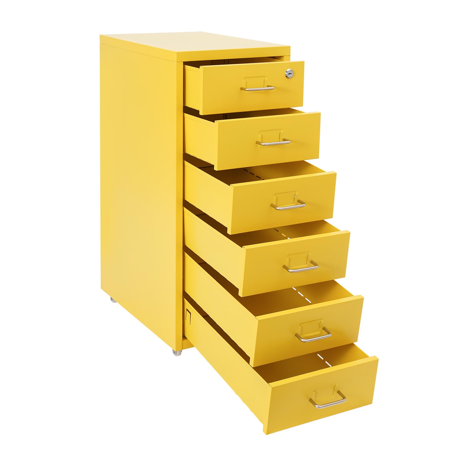 6 Schubladen Gelb Vertikaler Aktenschrank Storage Cabinet Aktenschrank Metall Blechschrank Aktenschränke Rollcontainer Rollcontainer Mit Rollen Kleiner Schrank Aktenschrank für Heimbüro 28x41x69 cm