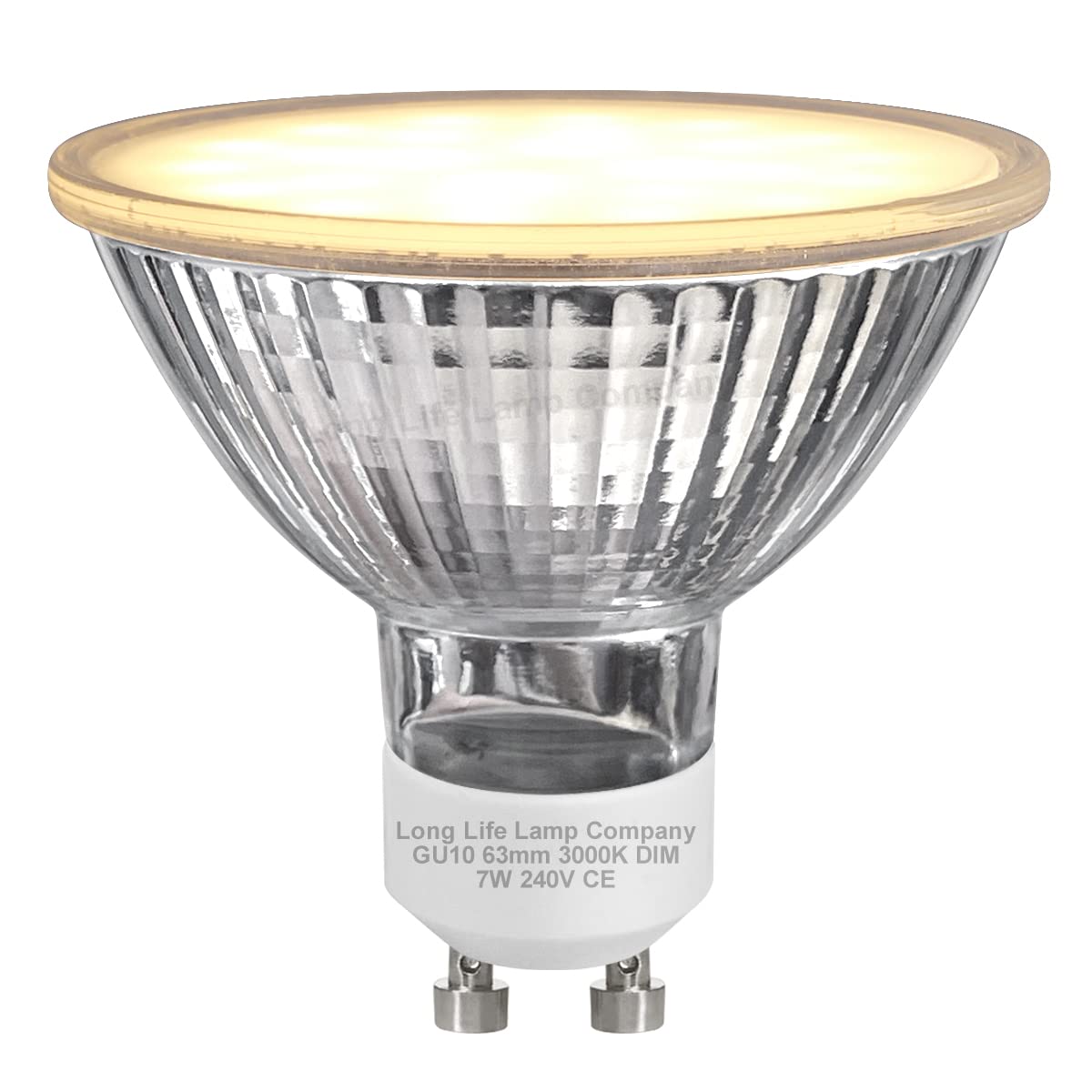 Long Life Lamp Company GU10 LED 63mm Dimmable Warn White 7w Frosted Cover 240v