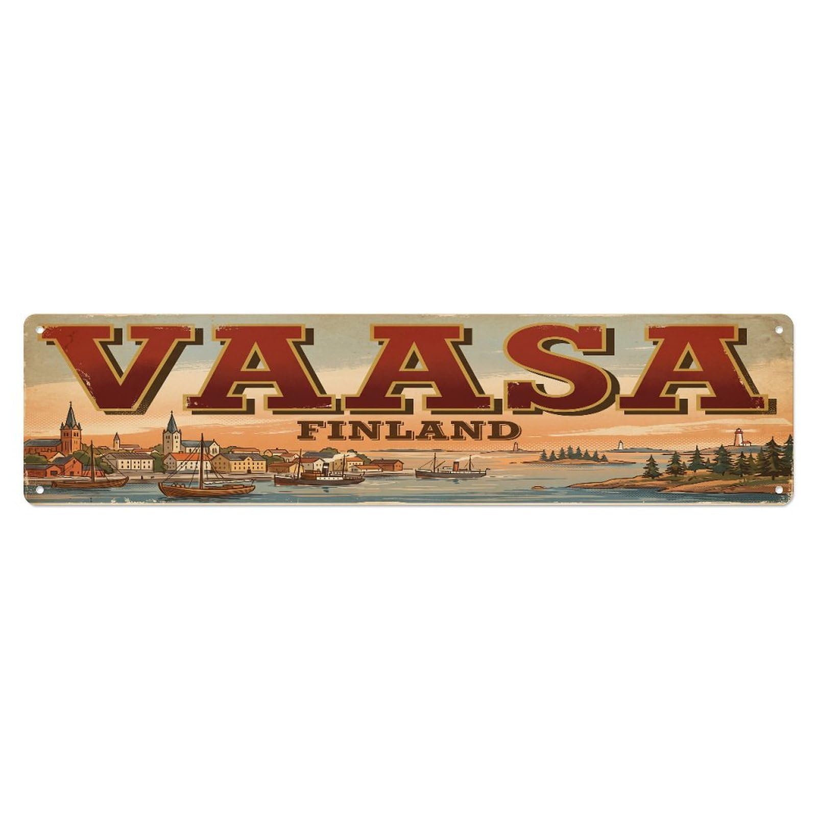 Tgrcjimh Style Metal Tin Sign Travel Vintage Finland Vaasa