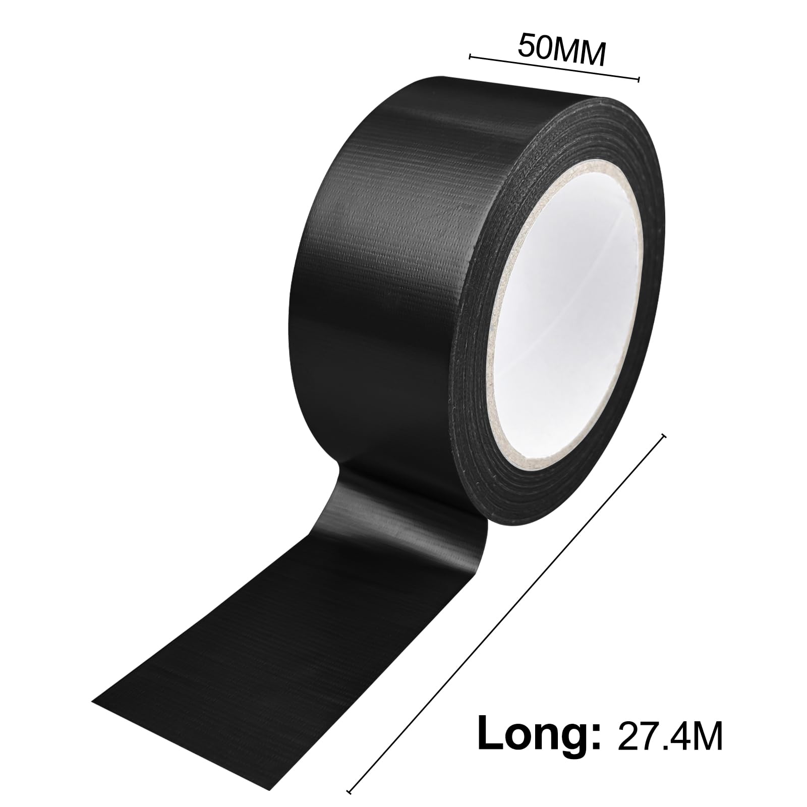 WinGluge 2 Pezzi Nastro Telato, Nastro Adesivo Nero 27.4m x 50mm, Duct Tape Super, Nastro Adesivo Impermeabile Universale, per Riparazioni, Imballaggio,Fissaggio, Marcatura e Sigillatura