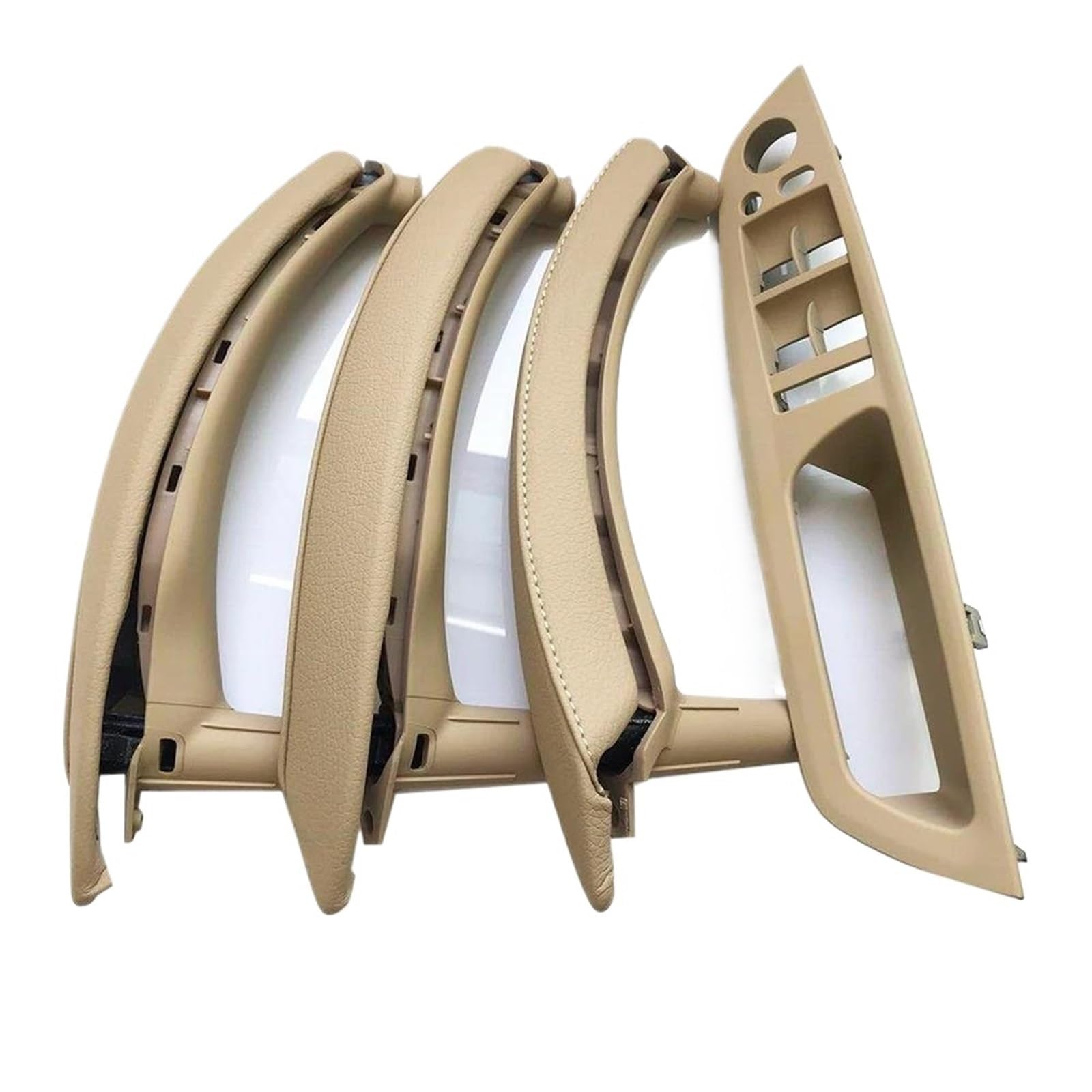 Kmage Rhd Beige 7Pcs Interior Door Handle Rhd Interior Door Armrest Handle Leather For X5 X6 E70 E71 E72 2007-2014